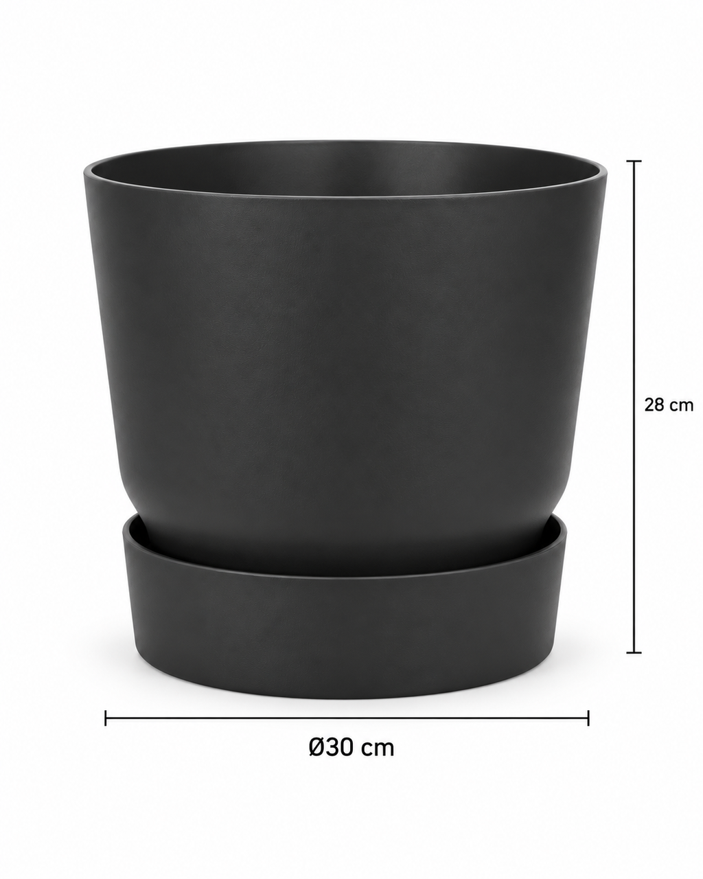 Elho Greenville Round Black – Pot with water reservoir – Ø14 × H13 cm