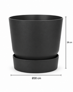 Elho Greenville Round Black – Pot with water reservoir – Ø14 × H13 cm