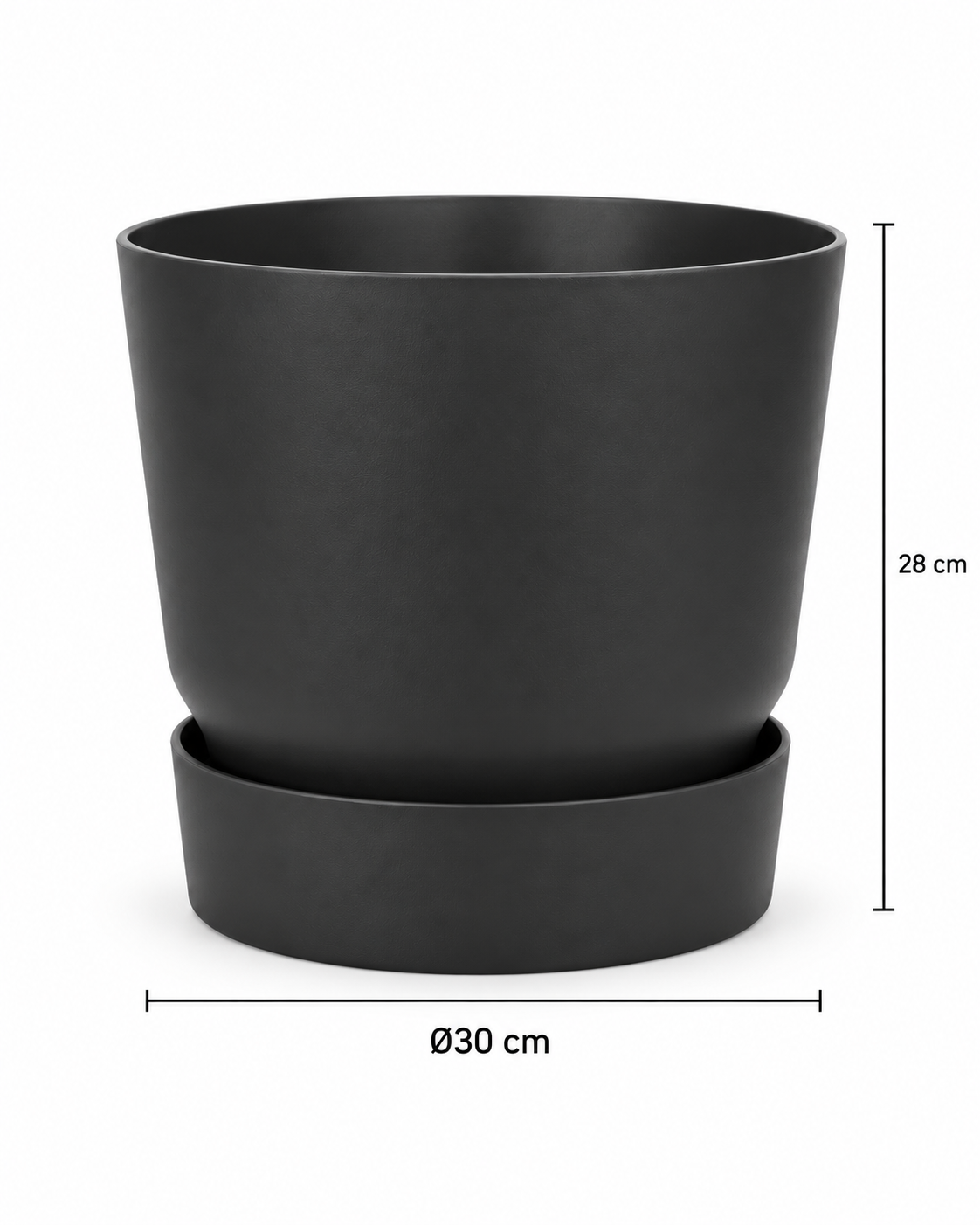 Elho Greenville Round Black – Pot with water reservoir – Ø14 × H13 cm