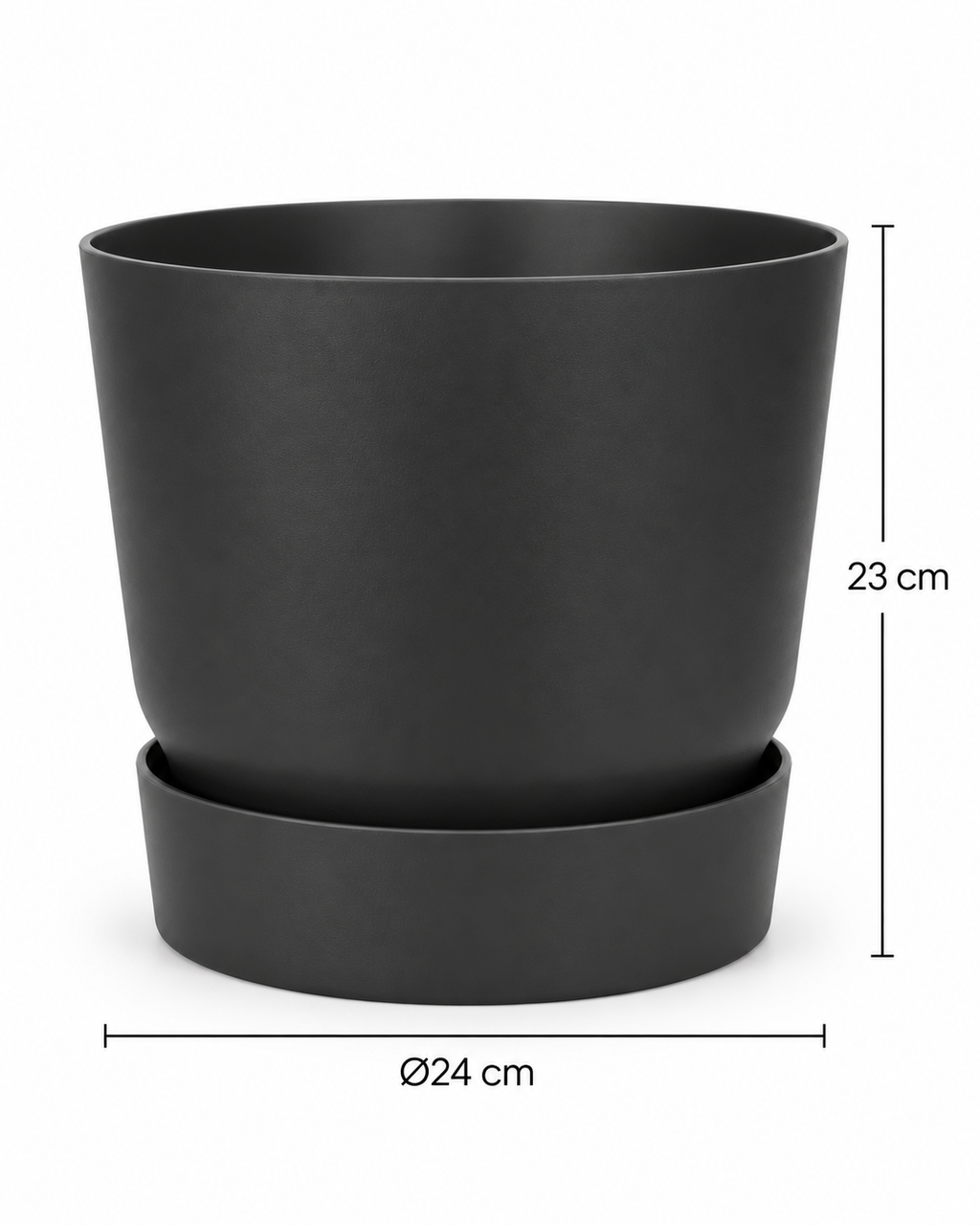 Elho Greenville Round Black – Pot with water reservoir – Ø14 × H13 cm