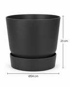Elho Greenville Round Black – Pot with water reservoir – Ø14 × H13 cm