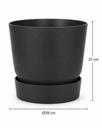Elho Greenville Round Black – Pot with water reservoir – Ø14 × H13 cm