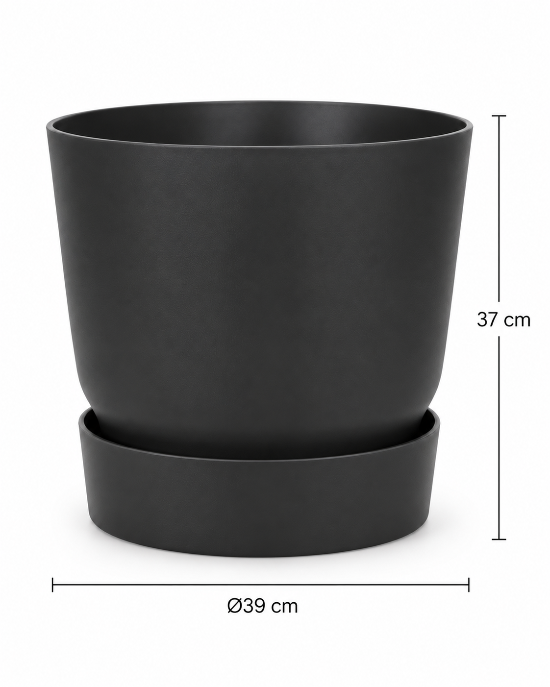 Elho Greenville Round Black – Pot with water reservoir – Ø14 × H13 cm