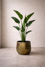 Cache-pot fait main Elisa Vintage Green en métal patiné – Pot décoratif rustique chic pour intérieur