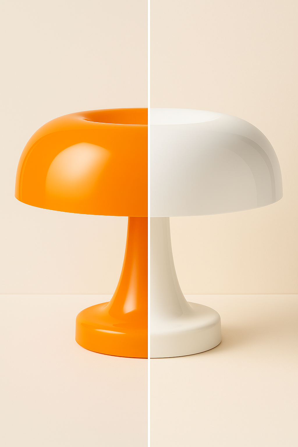 Lampe Champignon LED Rechargeable – Design Orange & Blanc – 28 cm