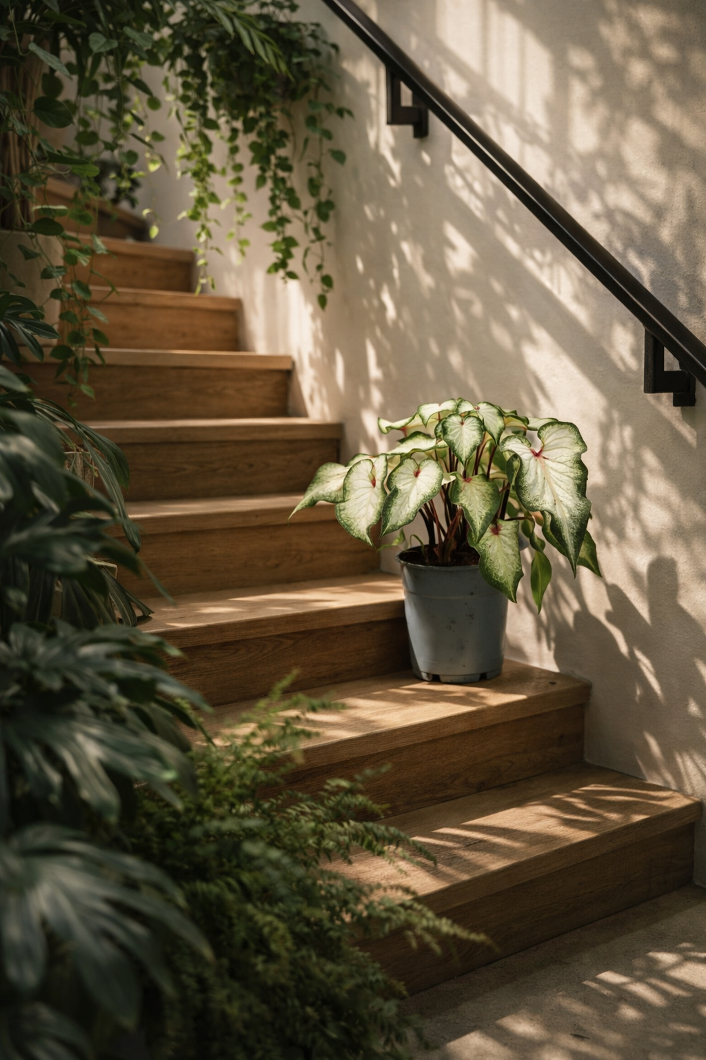 Caladium White “Angel Wings” – Plante Rare d’intérieur – Pot Ø12 cm – Hauteur 25 à 40 cm