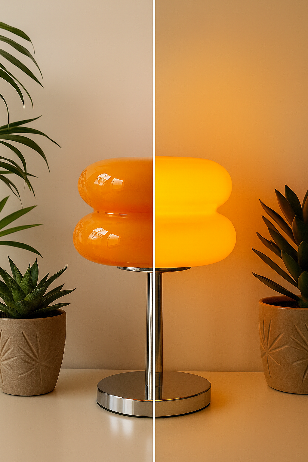 Lampe Macaron en Verre Orange – Design Rétro Chic LED E27 (28 cm)