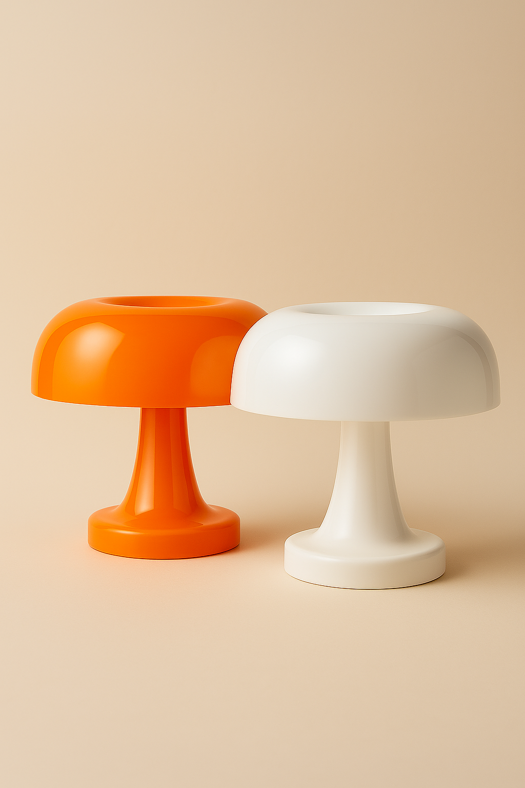 Lampe Champignon LED Rechargeable – Design Orange & Blanc – 28 cm
