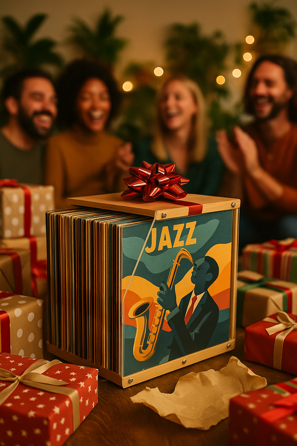 Schallplattenhalter aus Holz und Plexiglas – Schallplattenaufbewahrung, Schallplattenhalter im Design für über 40 LPs – Transparenter und eleganter Organizer