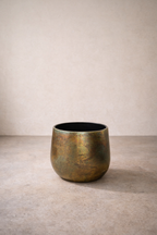 Cache-pot fait main Elisa Vintage Green en métal patiné – Pot décoratif rustique chic pour intérieur