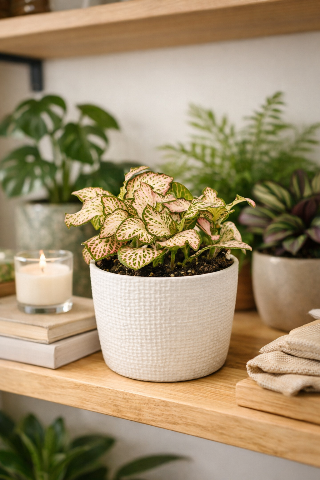 Fittonia Pink Tiger – Plante Mosaïque Rose Tropicale – Fittonia d’Intérieur Ø8,5 cm