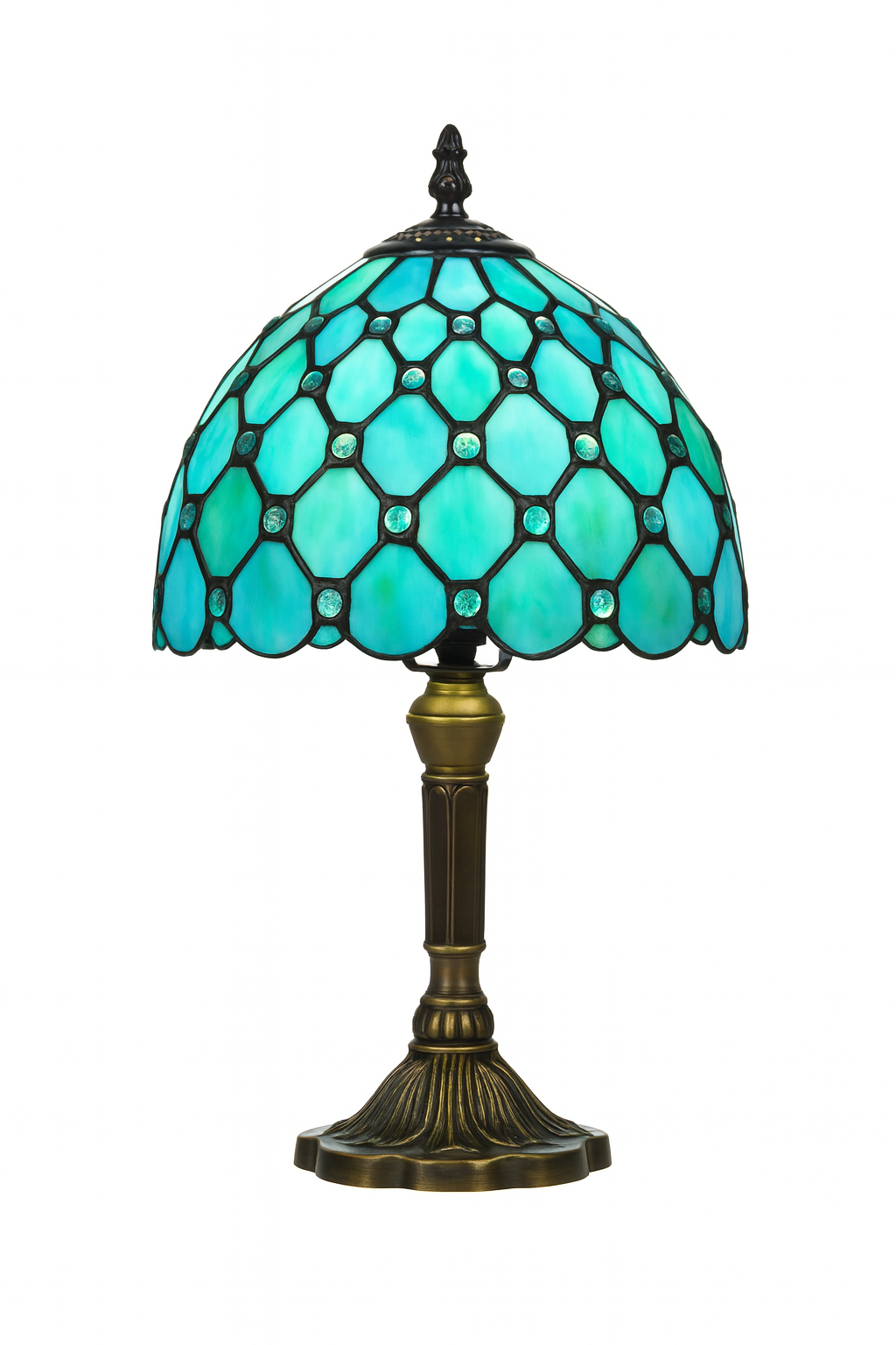 Lampe de Table Style Tiffany E27 – Verre Teinté Baroque Méditerranéen | Décoration Vintage & Ambiance Chaleureuse
