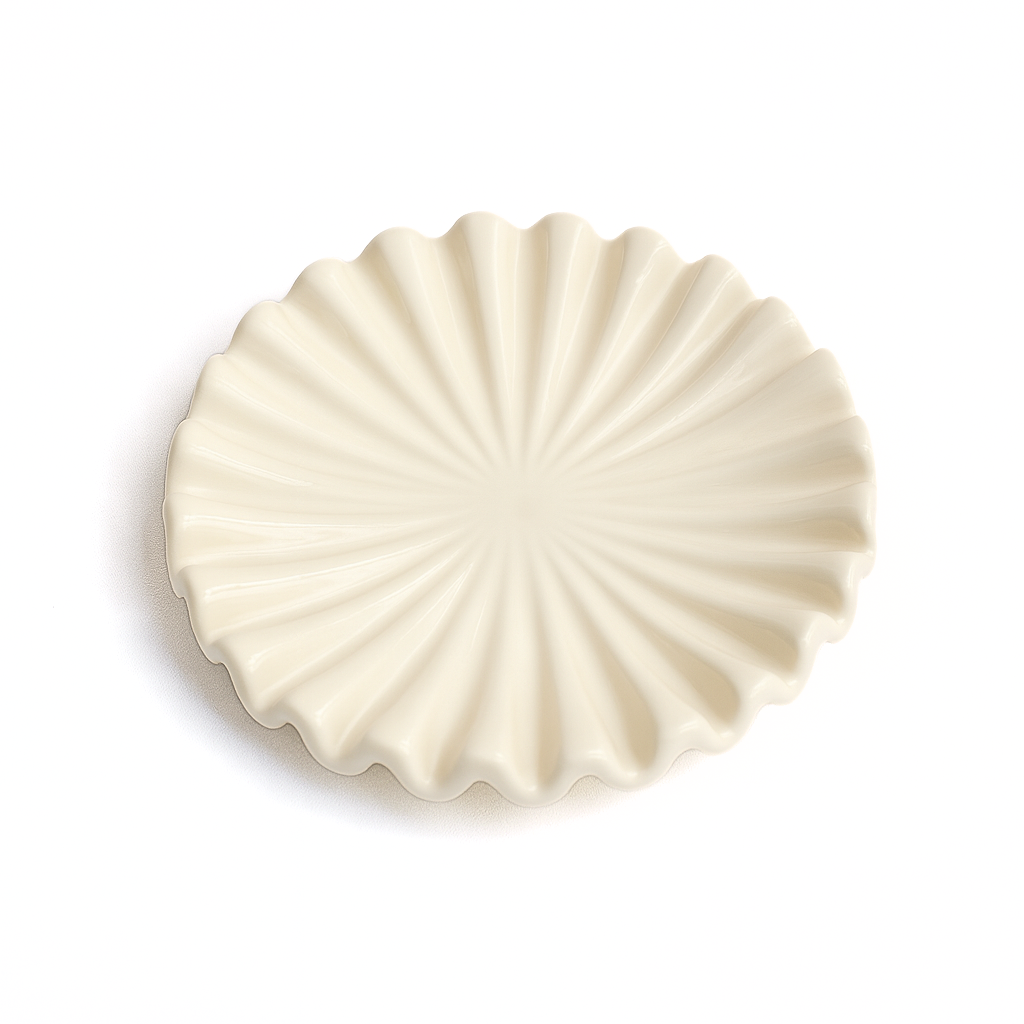 Plateau à bijoux en céramique – Coupelle blanche festonnée 14 cm