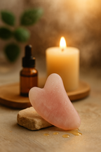 Gua Sha en Quartz Rose & Jade Naturel – Massage Facial Ancestral