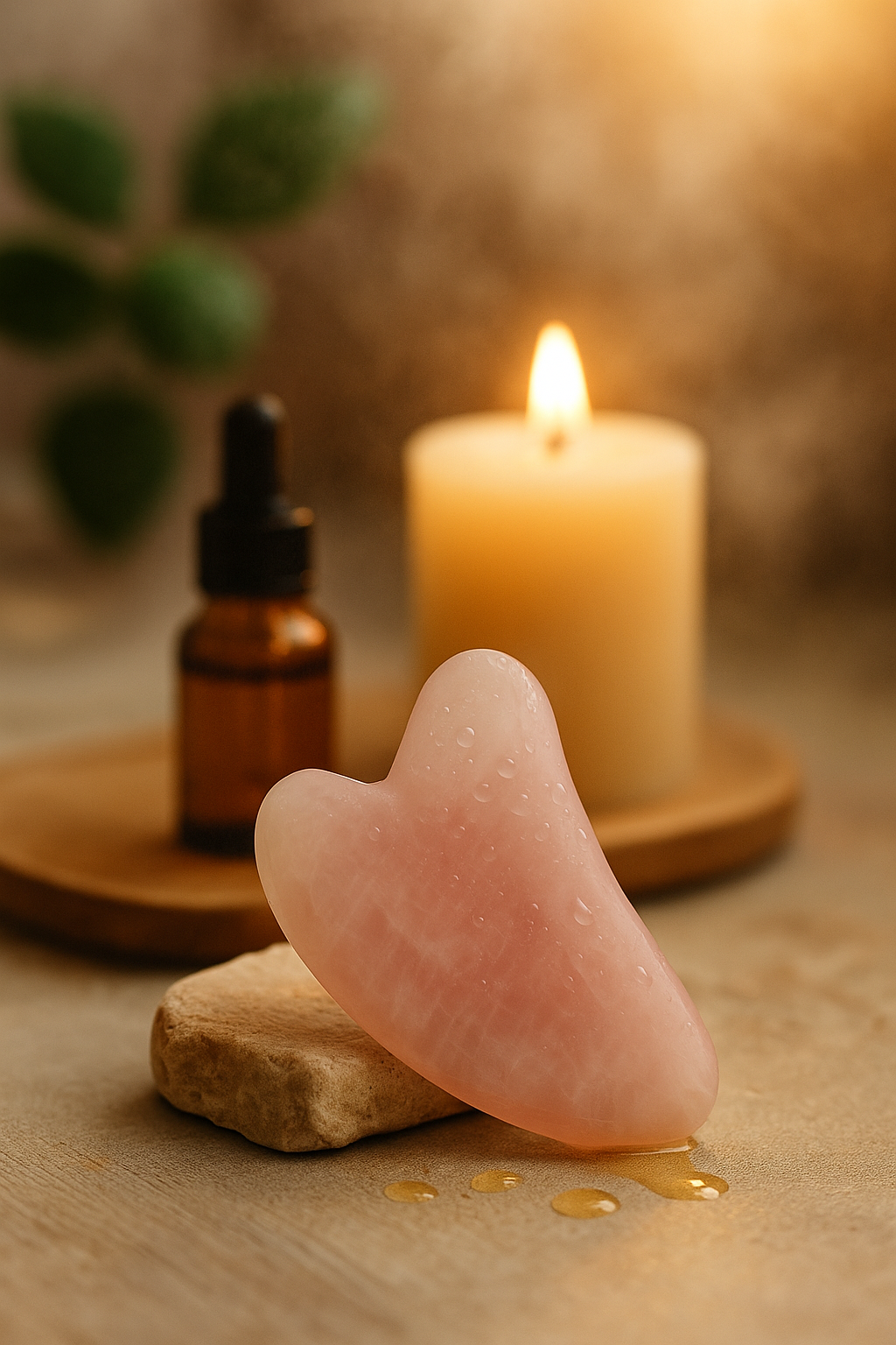 Gua Sha en Quartz Rose & Jade Naturel – Massage Facial Ancestral