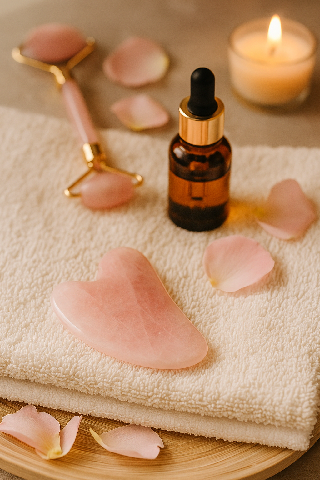 Gua Sha en Quartz Rose & Jade Naturel – Massage Facial Ancestral