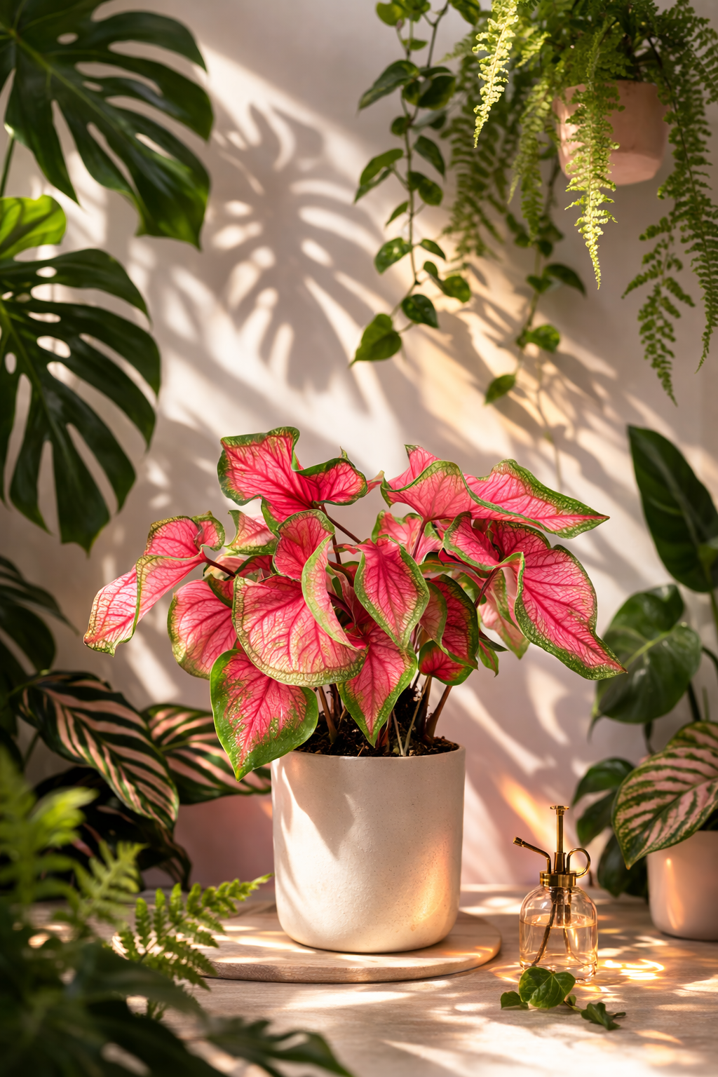 Caladium Sweetheart Ø12 cm – Plante tropicale d’intérieur rose 20–30 cm