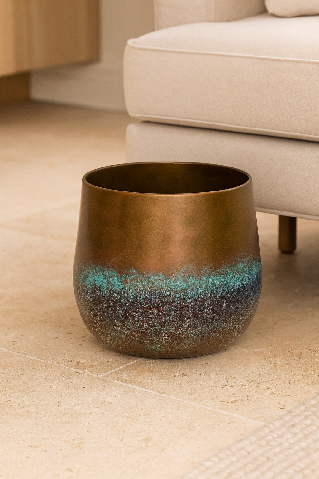 Elisa Mystic Bronze – Cache-pot en céramique texturée, finition bronze artistique