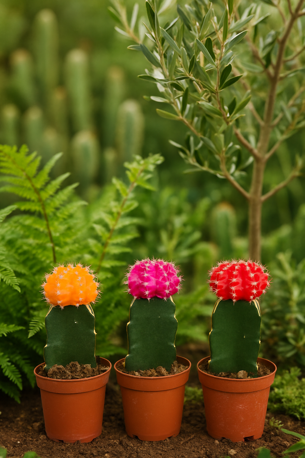 Gymnocalycium Mix – Trio de Cactus Greffés – Ø5,5 cm / ≈16-22cm – Lot de 3
