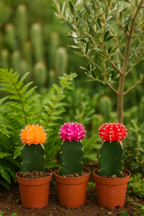 Gymnocalycium Mix – Trio de Cactus Greffés – Ø5,5 cm / ≈16-22cm – Lot de 3