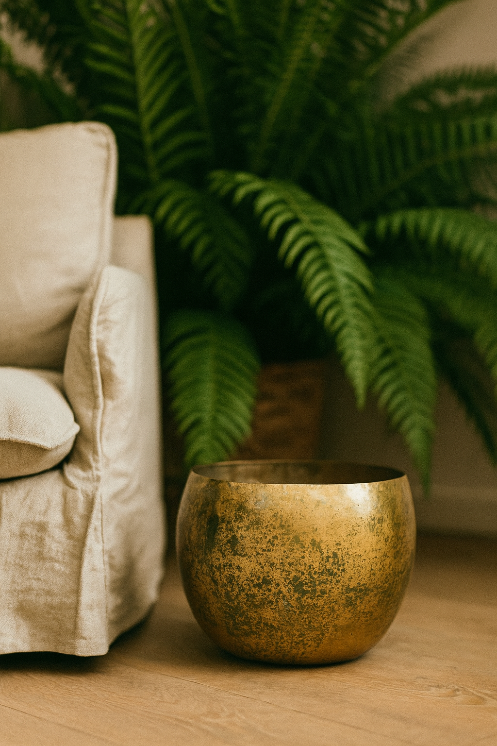 Cache-pot Ellen Brass – Laiton décoratif Ø25xH19, Ø30xH25, Ø38xH31