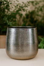 Jenna Lead Anthracite Hammered Cachepot – Contemporary Ceramic Planter