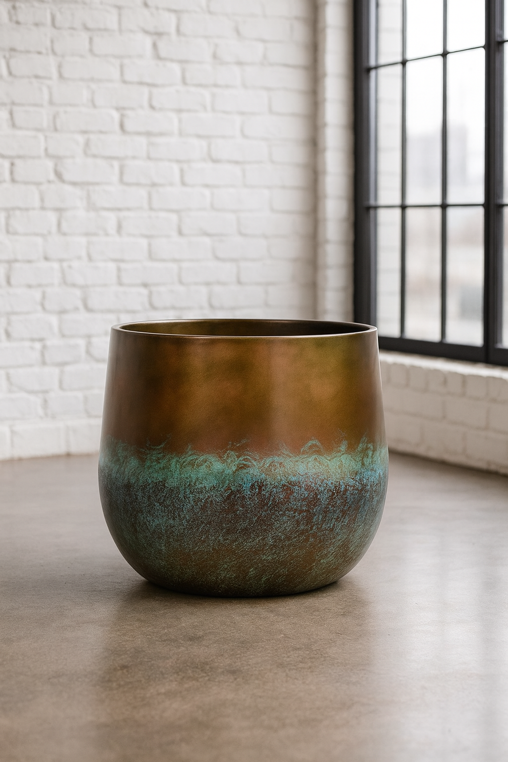 Elisa Mystic Bronze – Cache-pot en céramique texturée, finition bronze artistique
