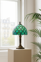 Lampe de Table Style Tiffany E27 – Verre Teinté Baroque Méditerranéen | Décoration Vintage & Ambiance Chaleureuse