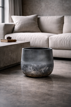 Cache-pot en métal Elisa Mystic Earth – Finition minérale patinée – Ø29, Ø39 & Ø44 cm