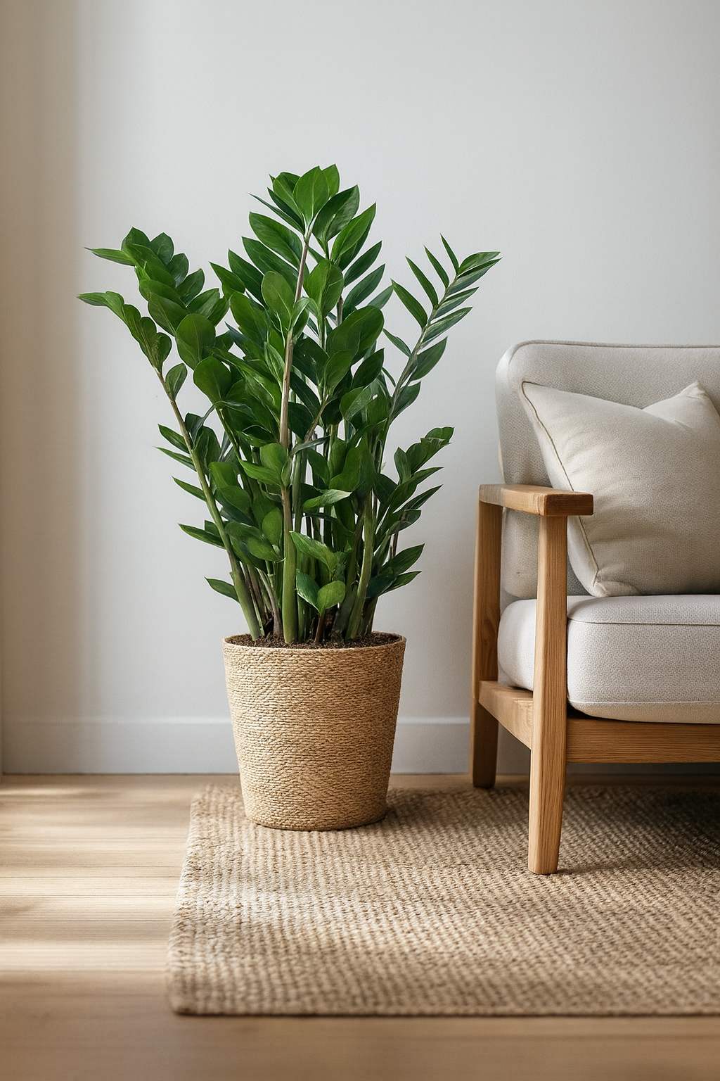 Zamioculcas Zamiifolia avec Panier Sofia – 80 cm | Élégance & Robustesse Naturelle