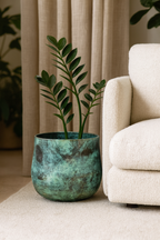 Elisa Mystic Green – Cache-pot en céramique texturé effet bronze vert – 3 tailles