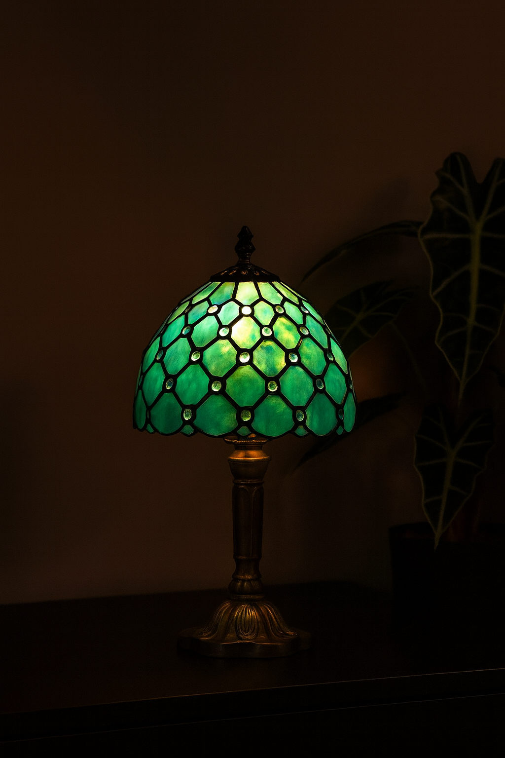 Lampe de Table Style Tiffany E27 – Verre Teinté Baroque Méditerranéen | Décoration Vintage & Ambiance Chaleureuse
