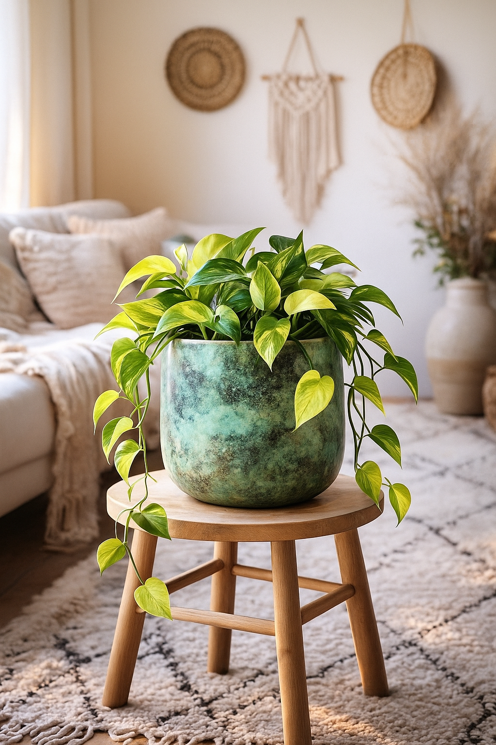 Elisa Mystic Green – Cache-pot en céramique texturé effet bronze vert – 3 tailles