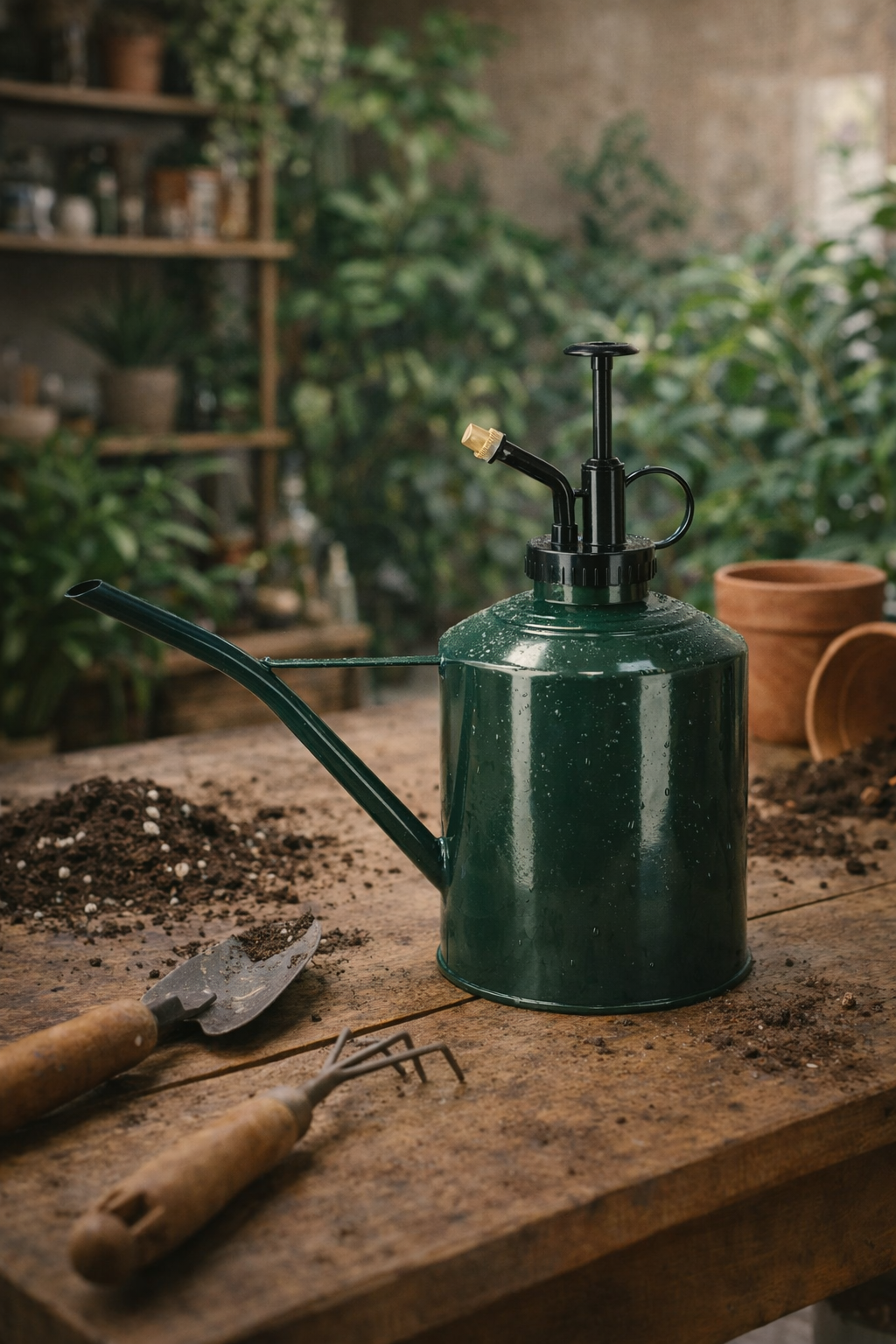 indoor plant mister and watering can 2-in-1 Watering Can & Sprayer, Dark Green