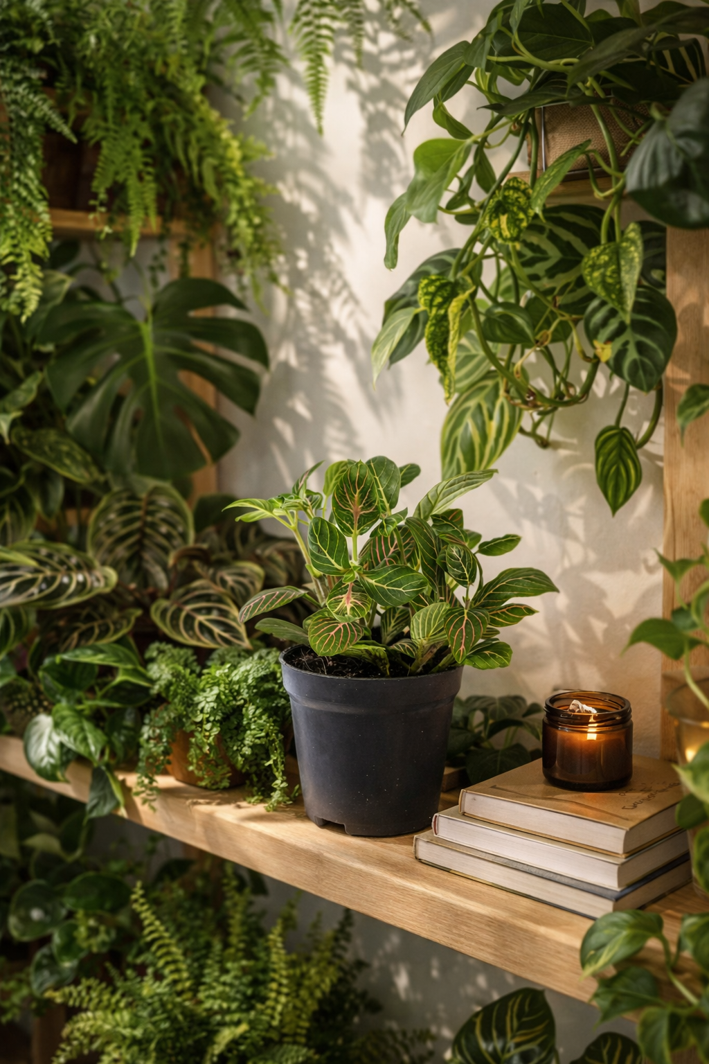 Fittonia Joly Josan – plante mosaïque rouge et verte tropicale – Ø8,5 cm