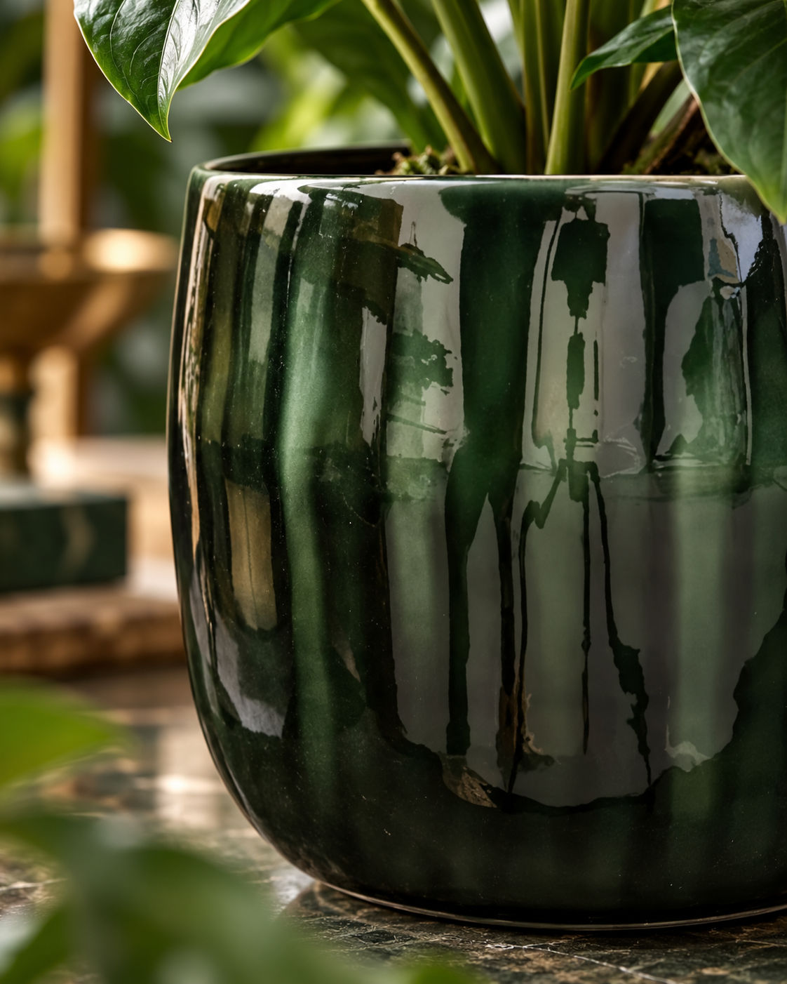 Babet Pine Green – Decorative plant pot – Ø27 × H23 cm