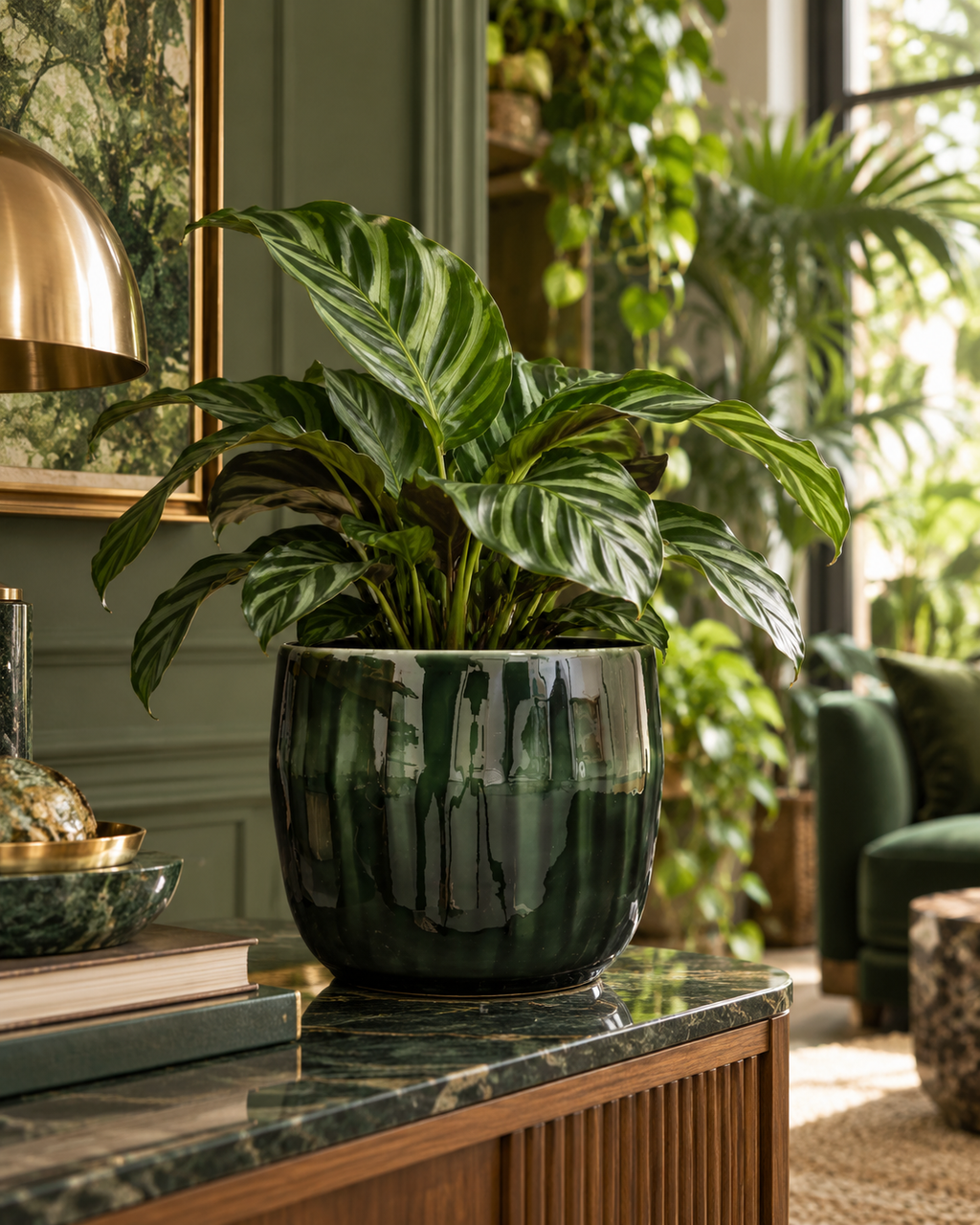 Babet Pine Green – Decorative plant pot – Ø27 × H23 cm