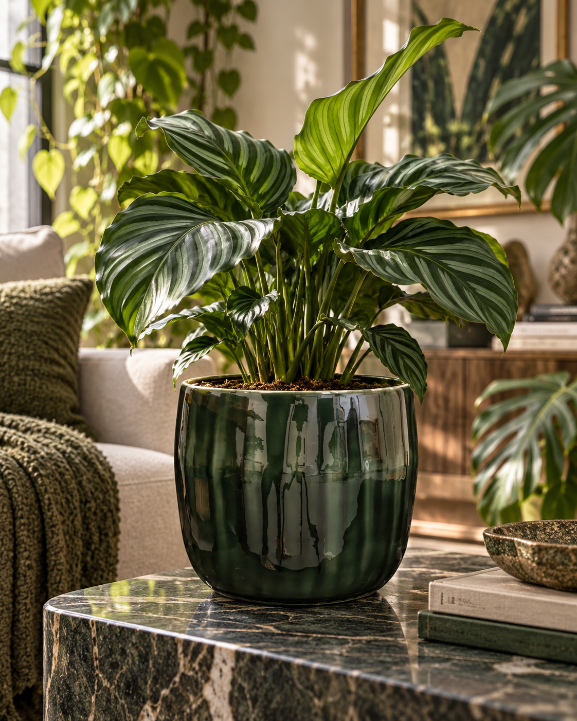 Babet Pine Green – Decorative plant pot – Ø27 × H23 cm