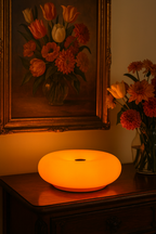 Rechargeable Touch-Sensitive Orange Donut Lamp – Bauhaus Design Table Lamp – 3 LED Lighting Modes – Soft &amp; Modern Ambiance