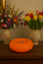 Rechargeable Touch-Sensitive Orange Donut Lamp – Bauhaus Design Table Lamp – 3 LED Lighting Modes – Soft &amp; Modern Ambiance