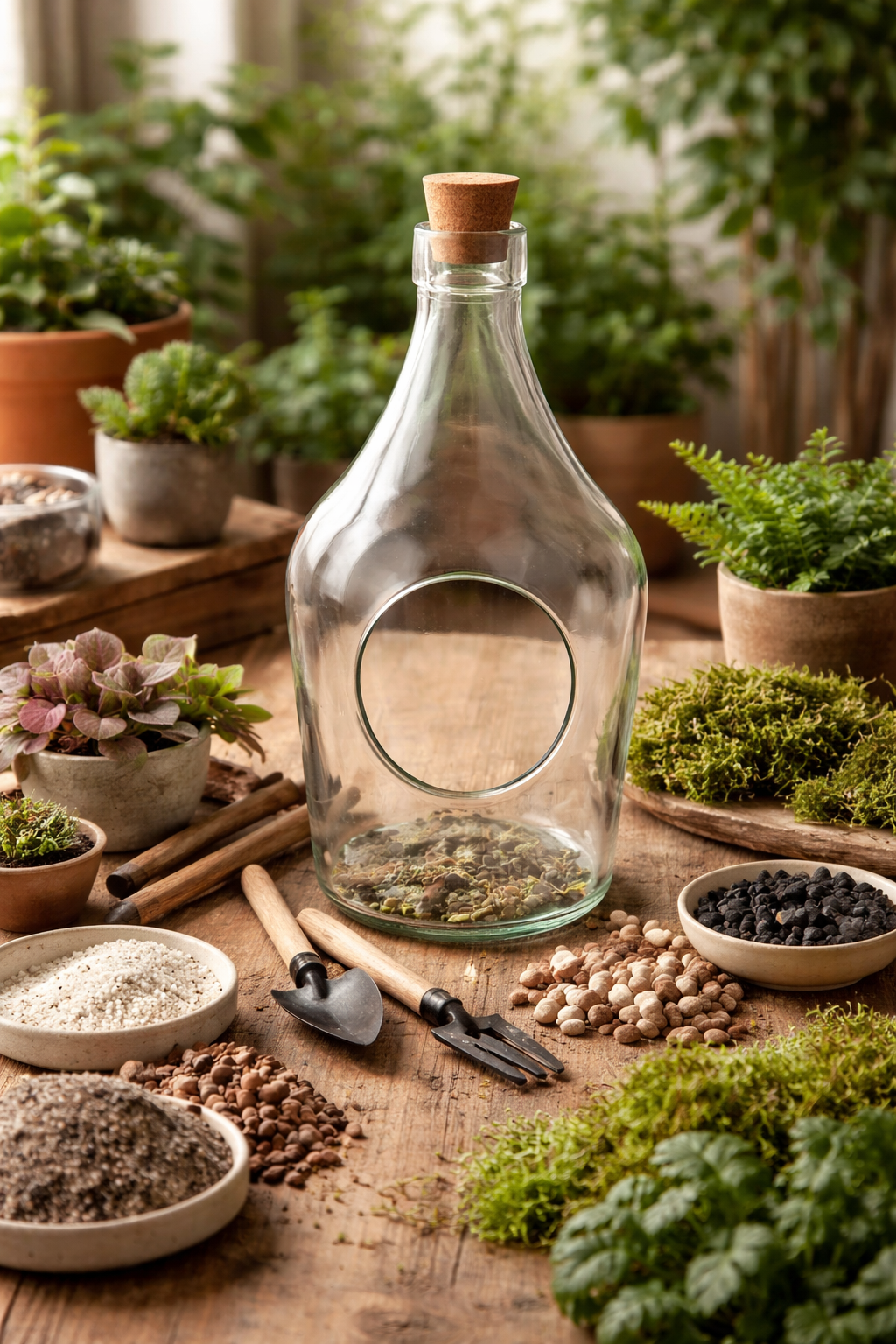 Offenes 3-Liter-Glasterrarium mit Korken – dekorative Terrariumflasche