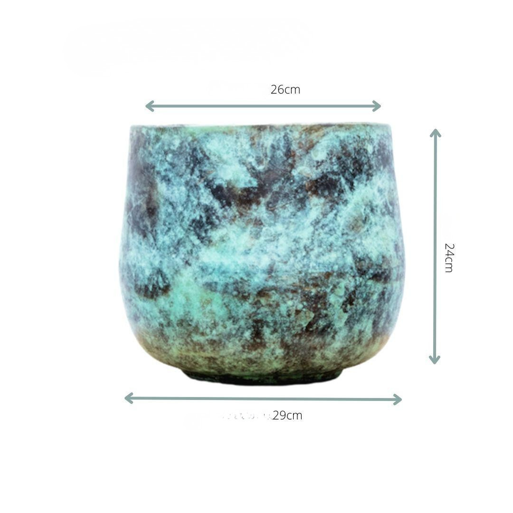 Elisa Mystic Green – Cache-pot en céramique texturé effet bronze vert – 3 tailles