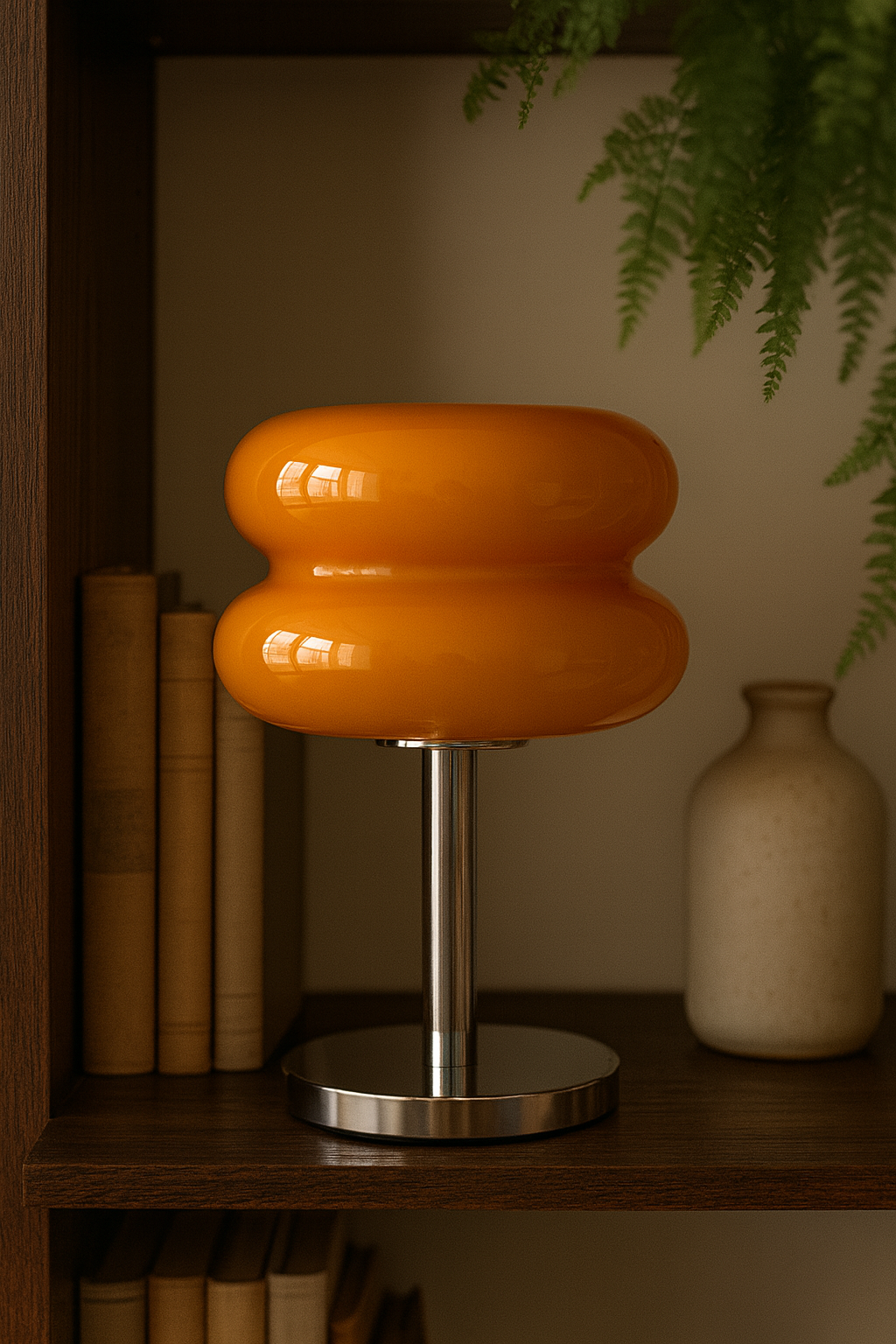 Lampe Macaron en Verre Orange – Design Rétro Chic LED E27 (28 cm)