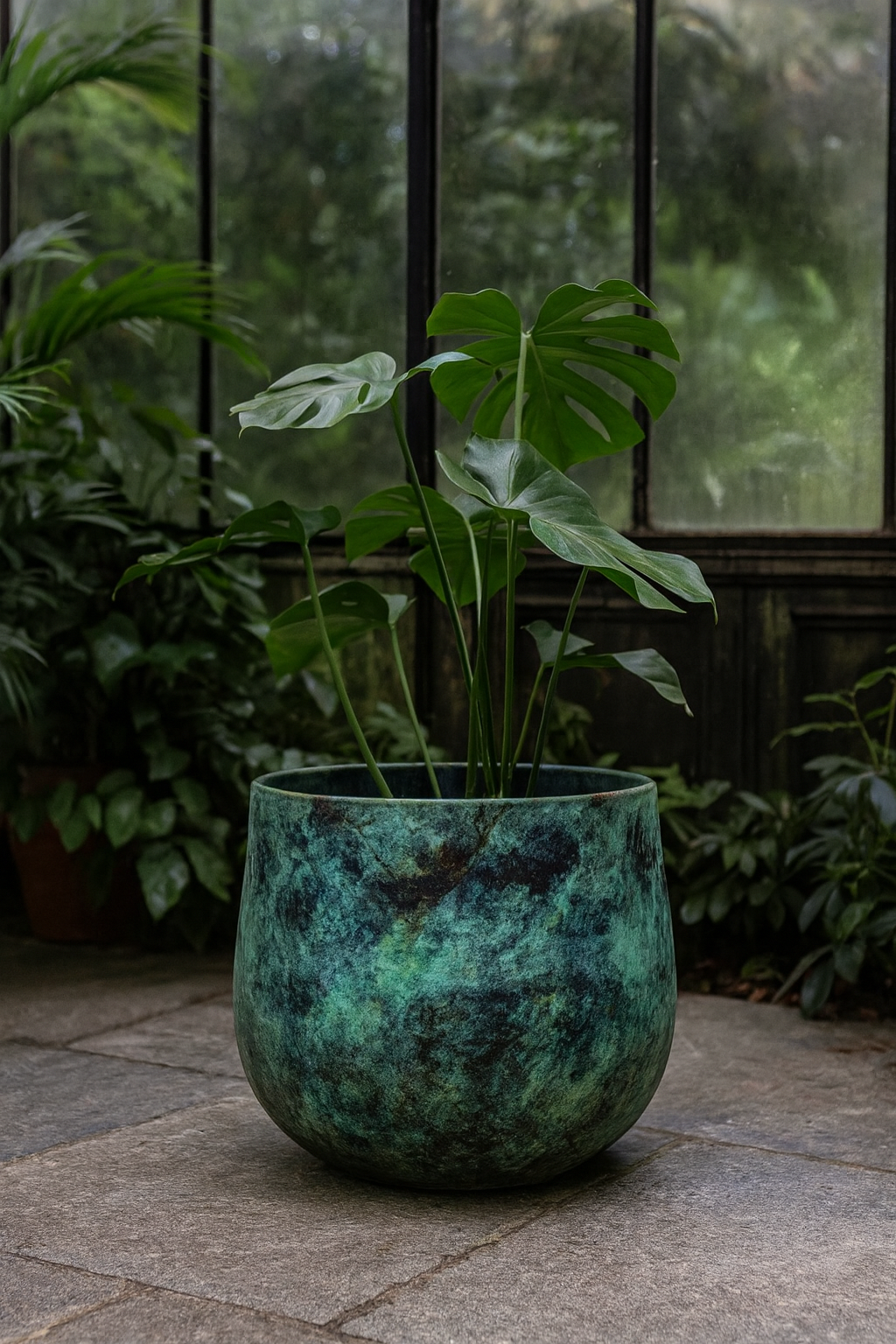 Elisa Mystic Green – Cache-pot en céramique texturé effet bronze vert – 3 tailles