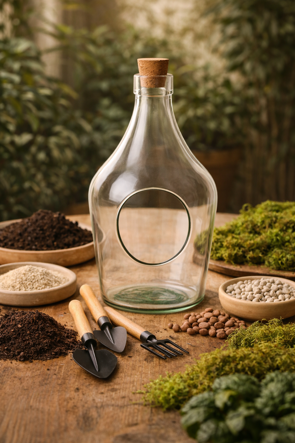 Offenes 3-Liter-Glasterrarium mit Korken – dekorative Terrariumflasche