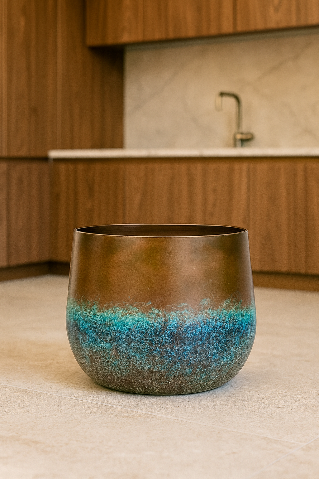 Elisa Mystic Bronze – Cache-pot en céramique texturée, finition bronze artistique