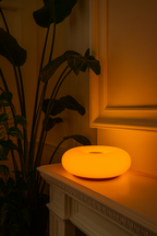 Rechargeable Touch-Sensitive Orange Donut Lamp – Bauhaus Design Table Lamp – 3 LED Lighting Modes – Soft &amp; Modern Ambiance