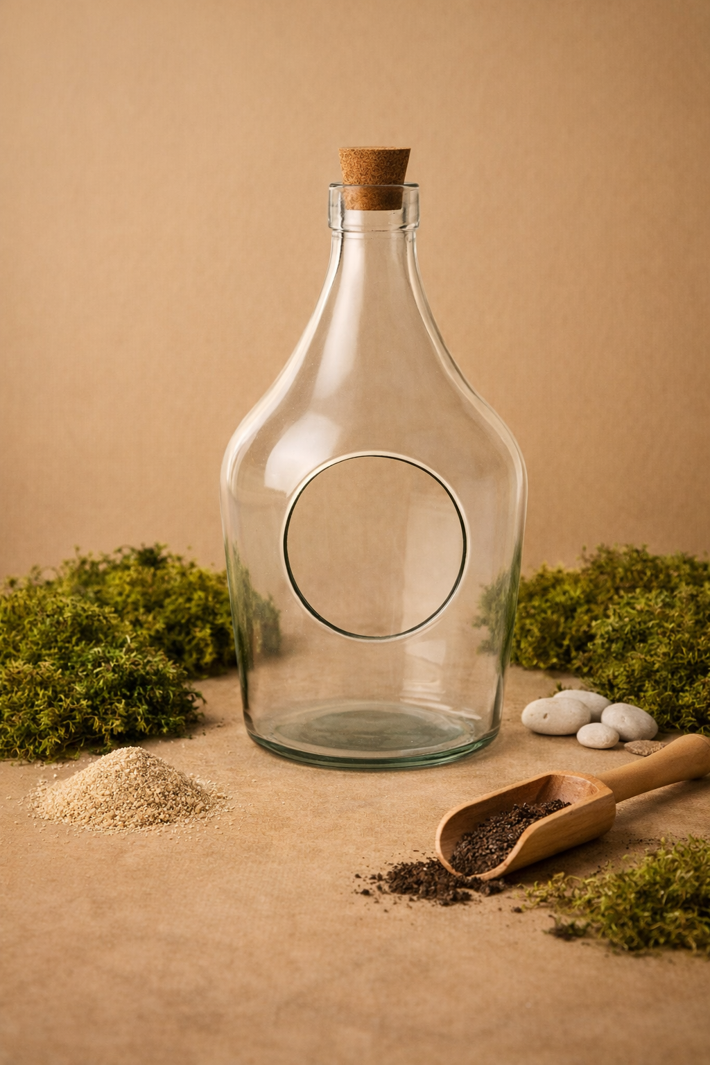 Offenes 3-Liter-Glasterrarium mit Korken – dekorative Terrariumflasche