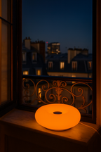 Rechargeable Touch-Sensitive Orange Donut Lamp – Bauhaus Design Table Lamp – 3 LED Lighting Modes – Soft &amp; Modern Ambiance