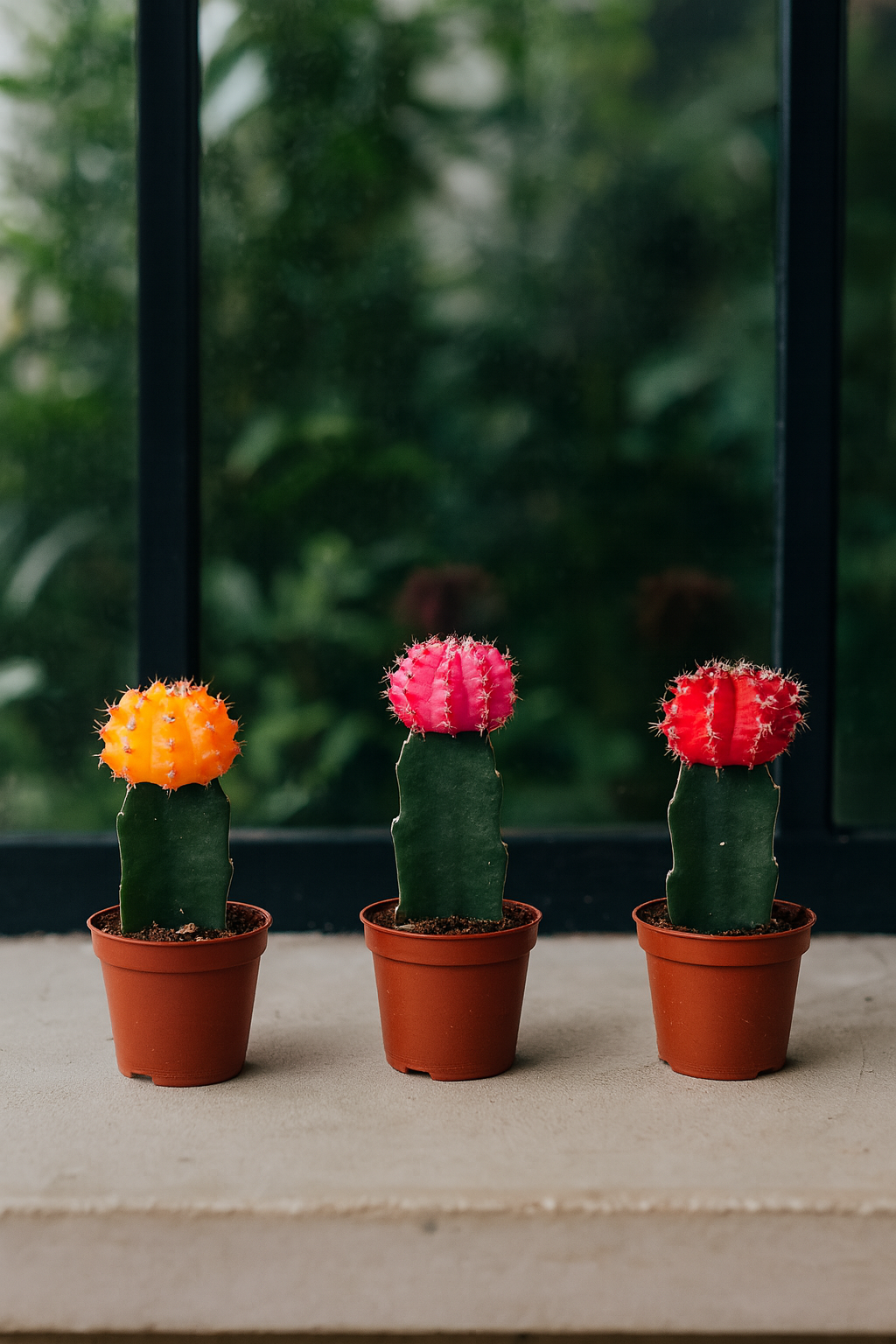Gymnocalycium Mix – Trio de Cactus Greffés – Ø5,5 cm / ≈16-22cm – Lot de 3